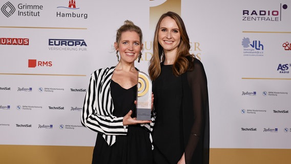 Gewinnerinnen in der Kategorie "Bestes Informationsformat": Gina Thoneick und Carolin Wöhlert von N-JOY © Deutscher Radiopreis / Morris Mac Matzen Foto: Morris Mac Matzen